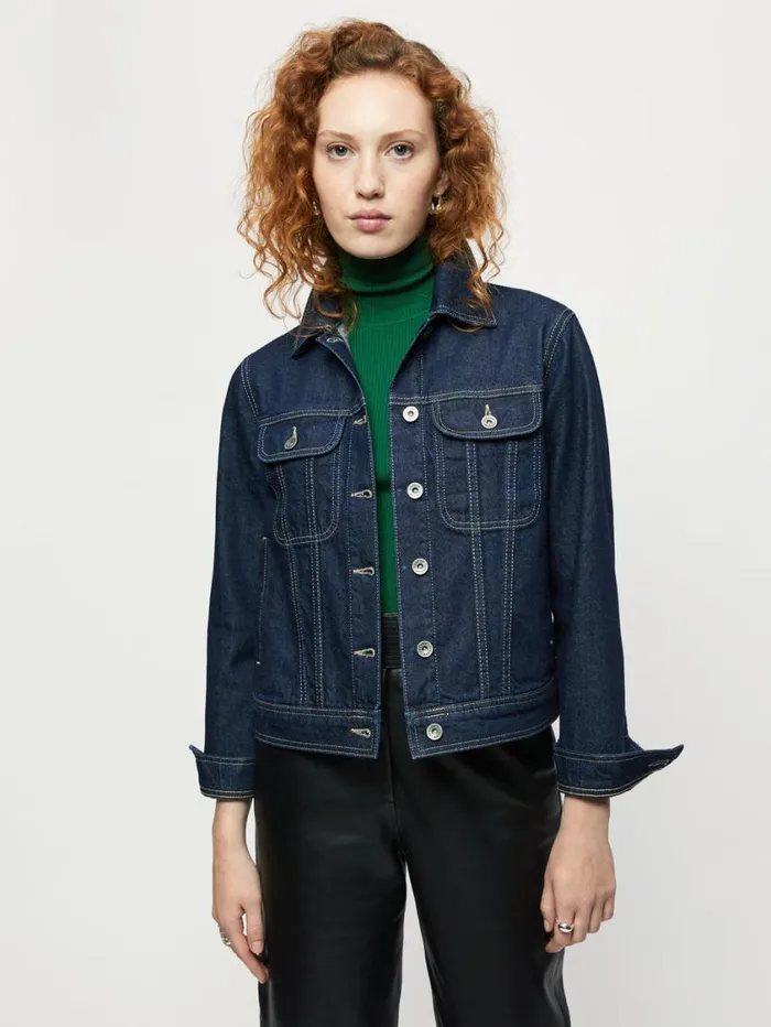 Jigsaw Denim Trucker Jacket Indigo Women Denim