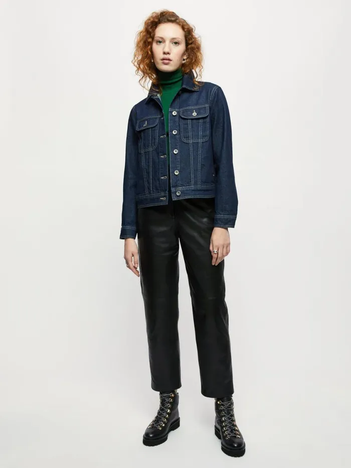 Jigsaw Denim Trucker Jacket Indigo Women Denim