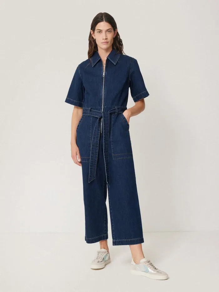 Jigsaw Denim Zip Front Jumpsuit Indigo Women Denim