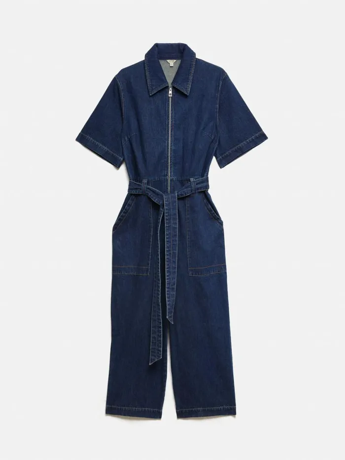 Jigsaw Denim Zip Front Jumpsuit Indigo Women Denim