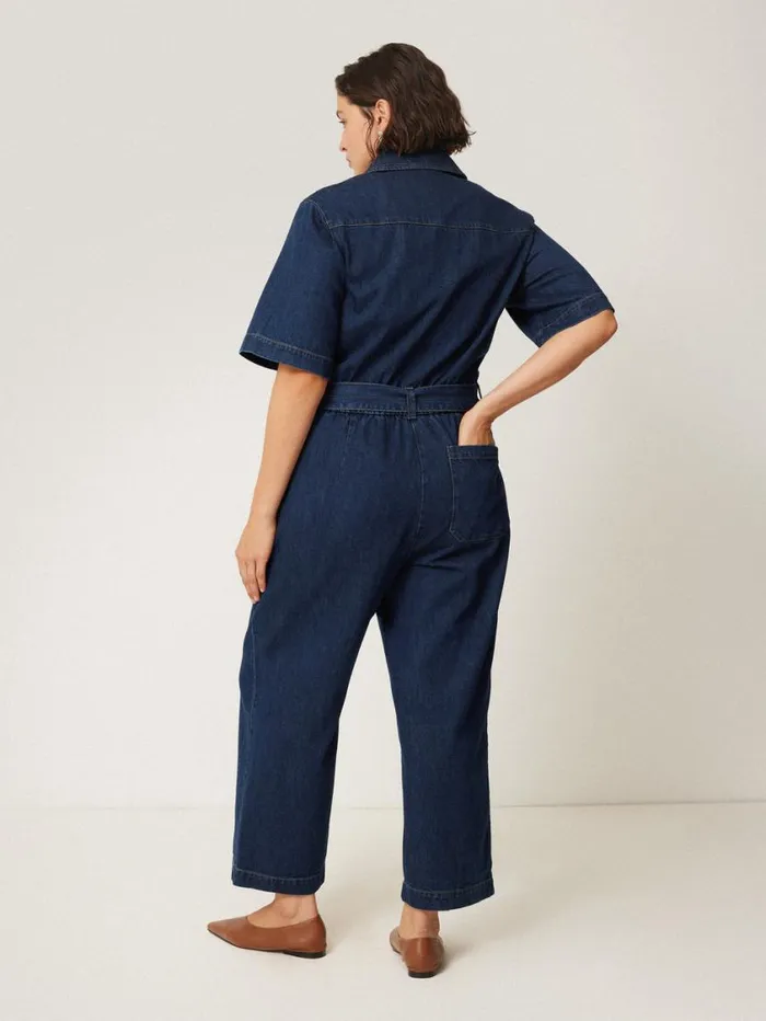 Jigsaw Denim Zip Front Jumpsuit Indigo Women Denim