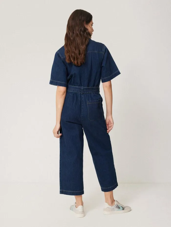 Jigsaw Denim Zip Front Jumpsuit Indigo Women Denim