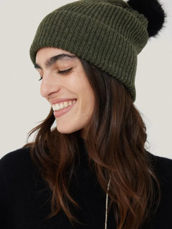 Jigsaw Donegal Pom Hat Green Women Knitwear and Cashmere