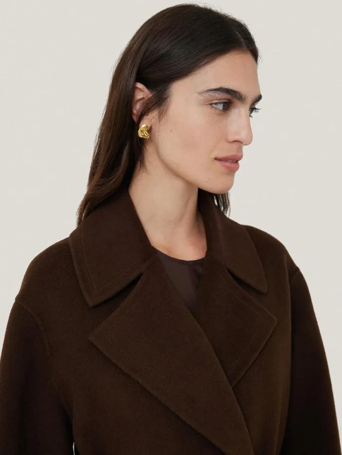 Jigsaw Double Faced Cocoon Wrap Coat Chocolate Women Coats and Jackets
