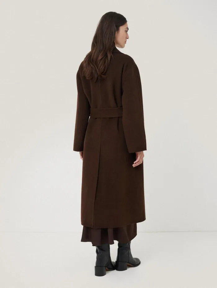 Jigsaw Double Faced Cocoon Wrap Coat Chocolate Women Coats and Jackets