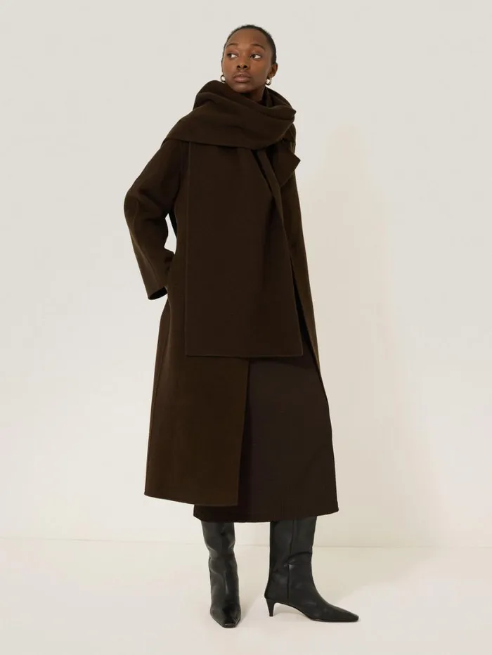 Jigsaw Double Faced Cocoon Wrap Coat Chocolate Women Coats and Jackets