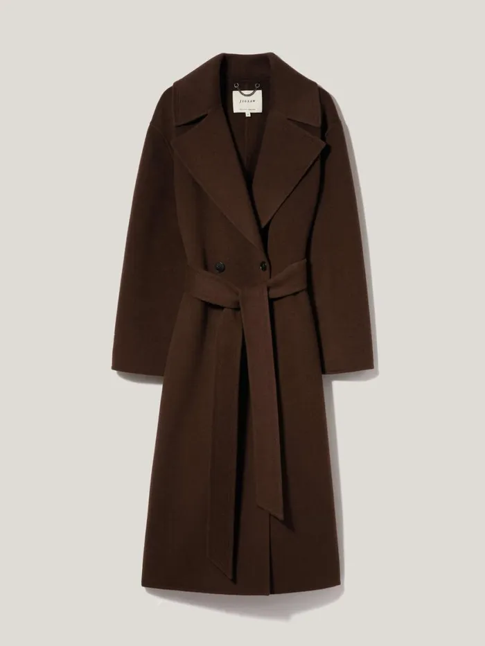 Jigsaw Double Faced Cocoon Wrap Coat Chocolate Women Coats and Jackets