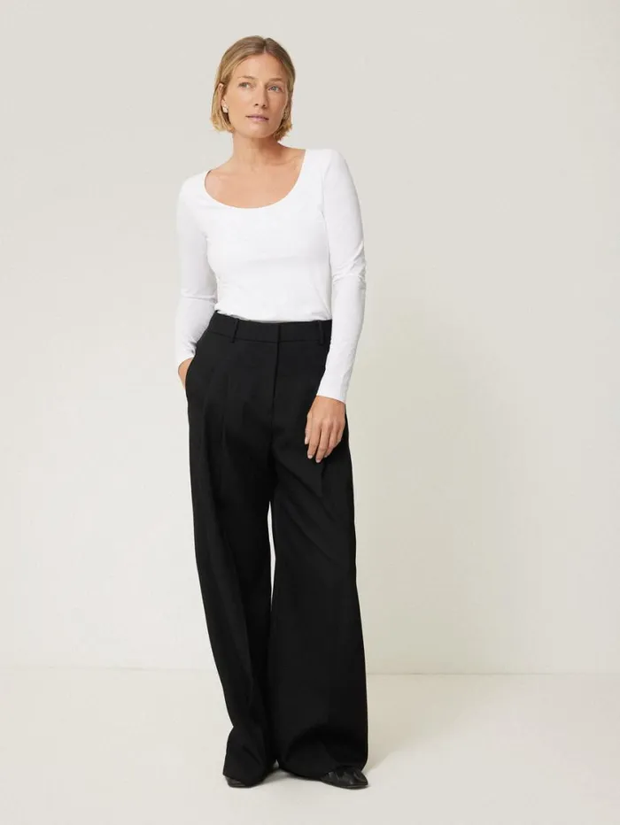 Jigsaw Double Front Ballet Neck Top White Women Shirts and Tops