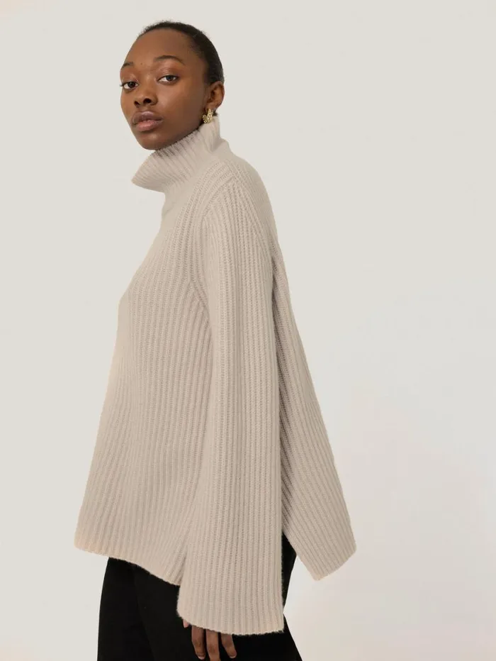 Jigsaw Faroe Fishermans Rib Jumper Cream Women Knitwear and Cashmere
