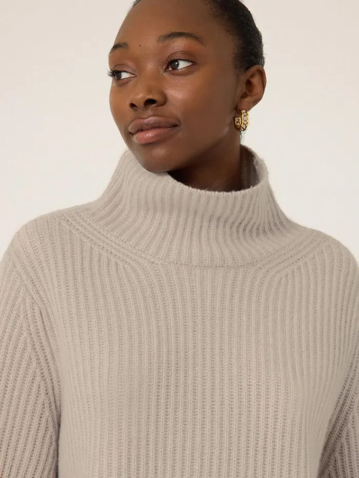 Jigsaw Faroe Fishermans Rib Jumper Cream Women Knitwear and Cashmere