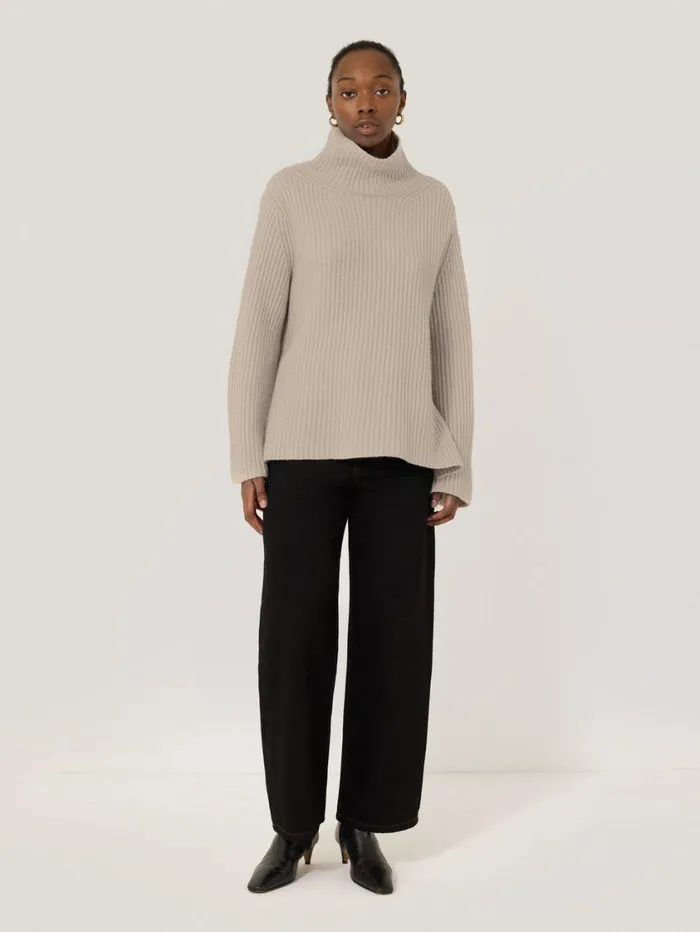 Jigsaw Faroe Fishermans Rib Jumper Cream Women Knitwear and Cashmere