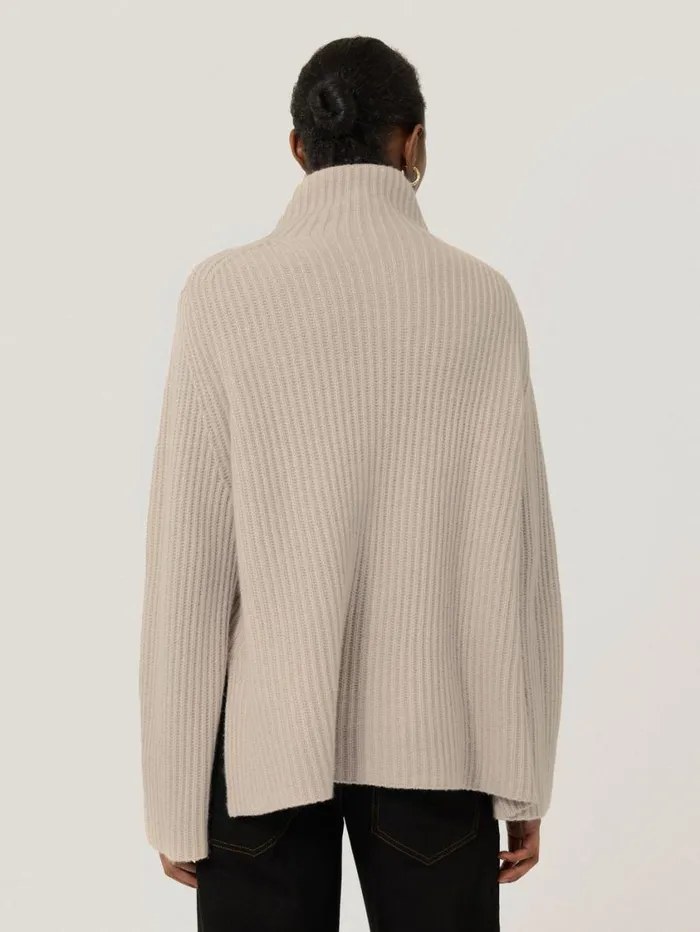 Jigsaw Faroe Fishermans Rib Jumper Cream Women Knitwear and Cashmere