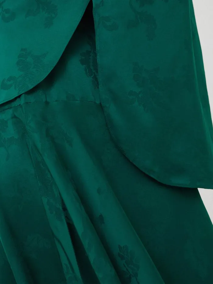 Jigsaw Floral Jacquard Boat Neck Top Green Women Shirts and Tops