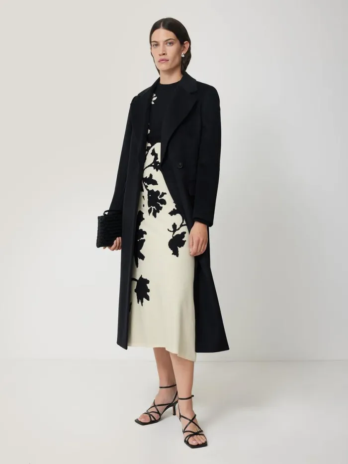 Jigsaw Floral Jacquard Knitted Dress Monochrome Women Dresses and Jumpsuits