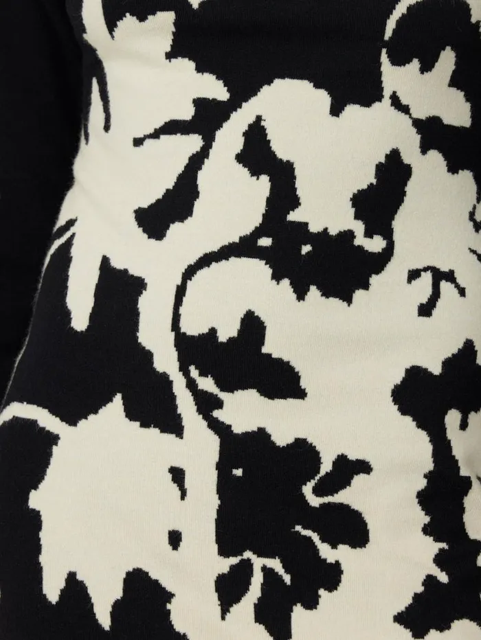 Jigsaw Floral Jacquard Knitted Dress Monochrome Women Dresses and Jumpsuits