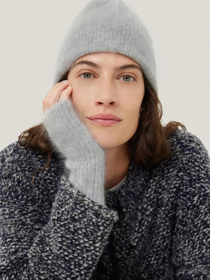 Jigsaw Halo Cashmere Mittens Grey Women Knitwear and Cashmere