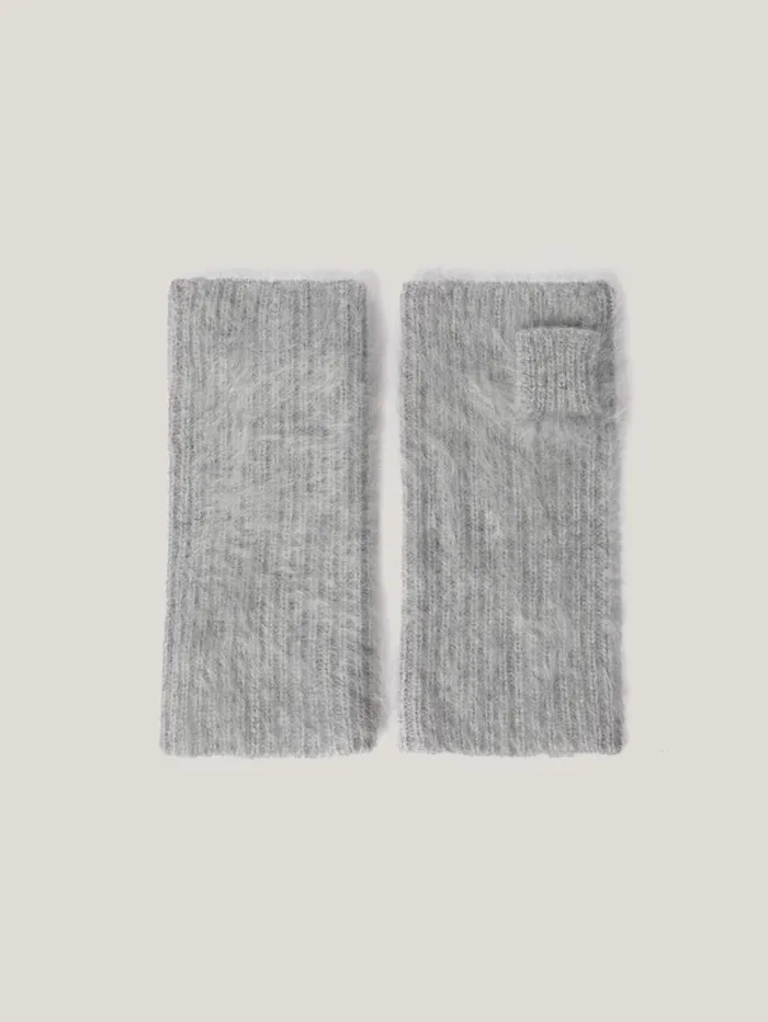 Jigsaw Halo Cashmere Mittens Grey Women Knitwear and Cashmere