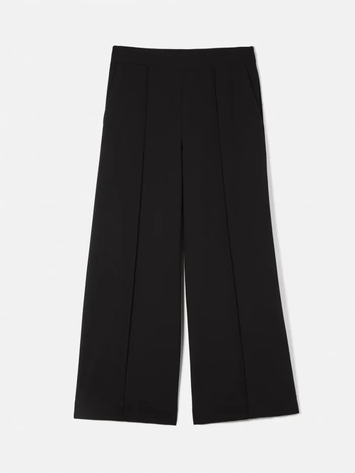 Jigsaw Italian Modern Crepe Sailor Trouser Black Women Trousers