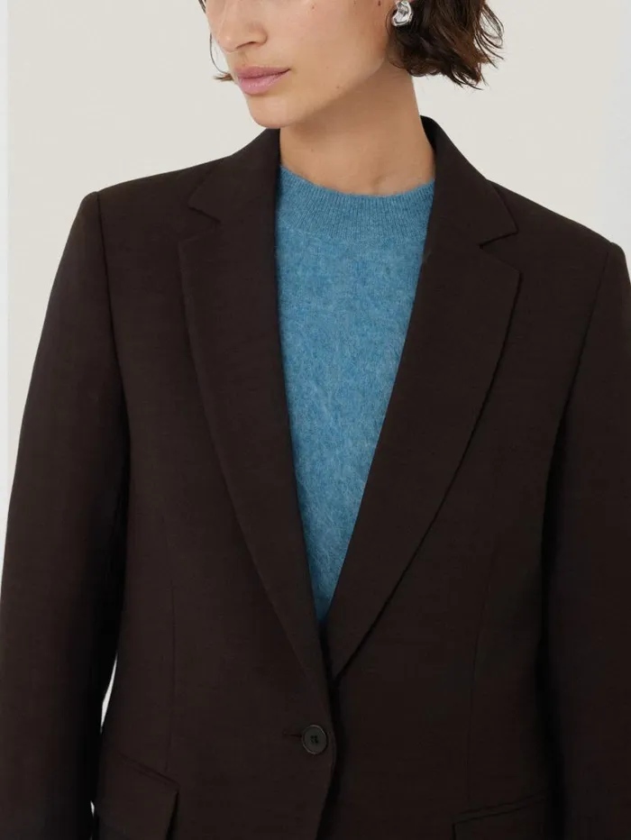 Jigsaw Knox Crosshatch Blazer Brown Women Suits and Tailoring