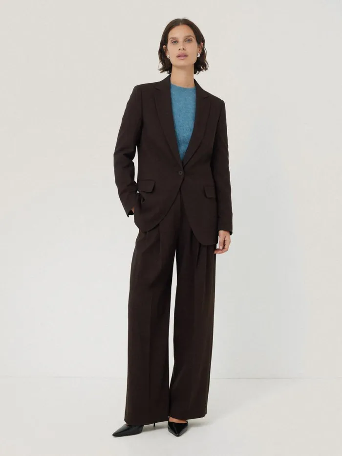 Jigsaw Knox Crosshatch Blazer Brown Women Suits and Tailoring