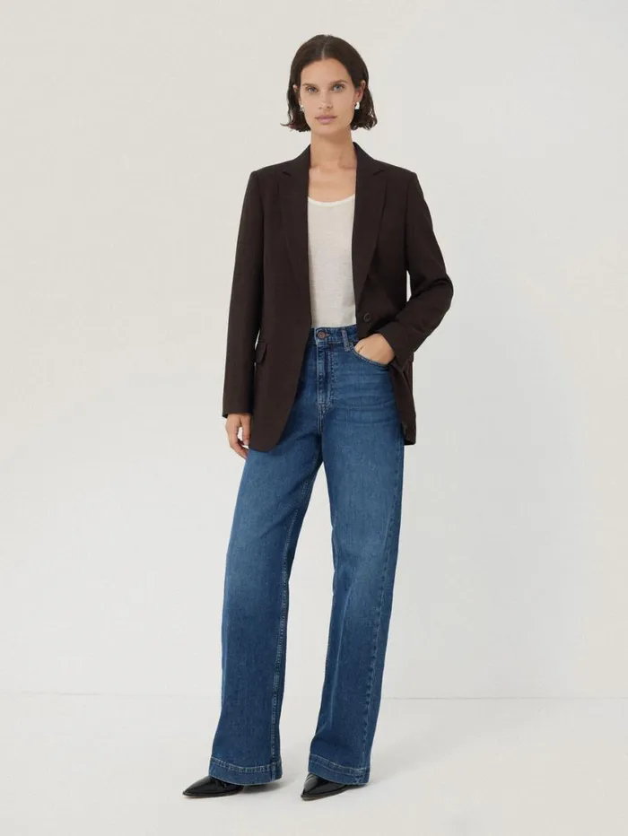 Jigsaw Knox Crosshatch Blazer Brown Women Suits and Tailoring