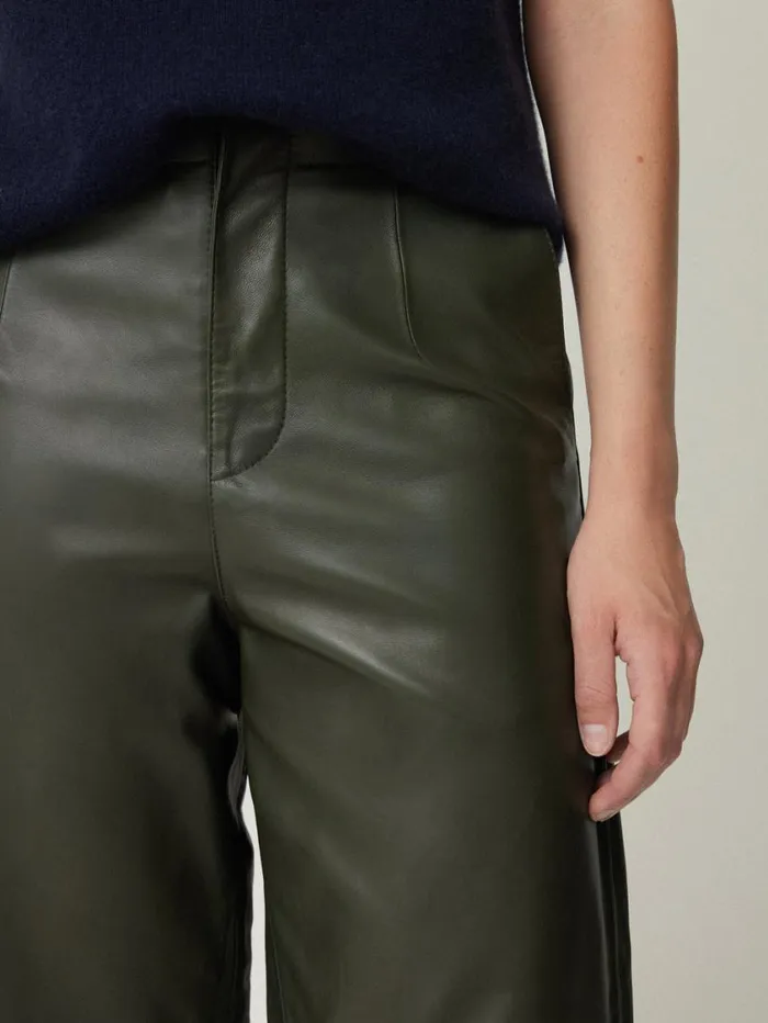 Jigsaw Leather Barrel Leg Trouser Green Women Leather