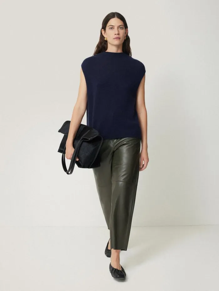 Jigsaw Leather Barrel Leg Trouser Green Women Leather