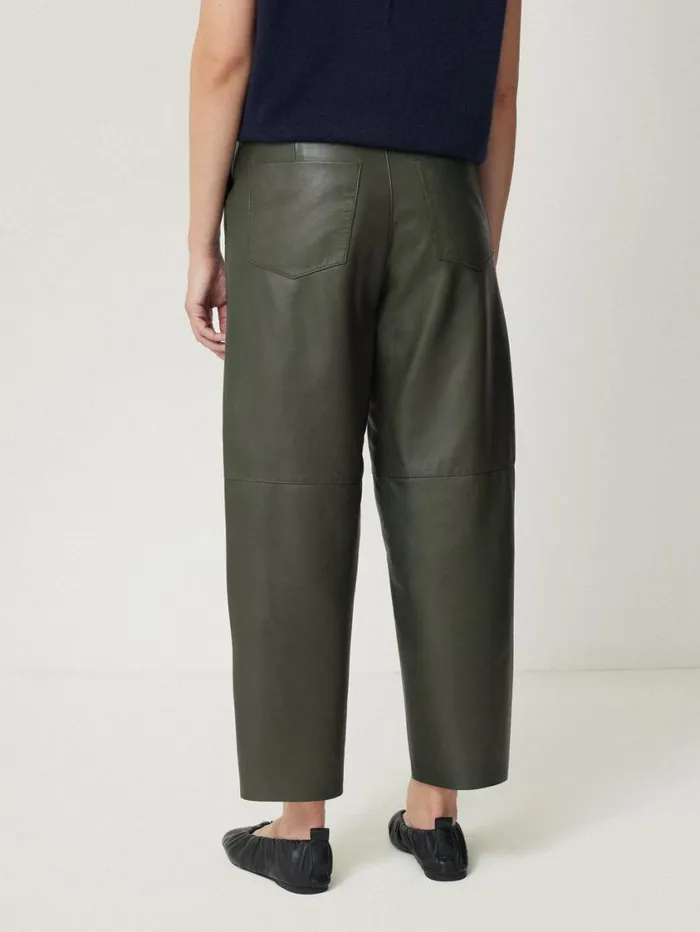 Jigsaw Leather Barrel Leg Trouser Green Women Leather