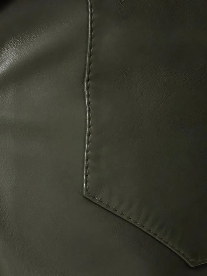 Jigsaw Leather Barrel Leg Trouser Green Women Leather