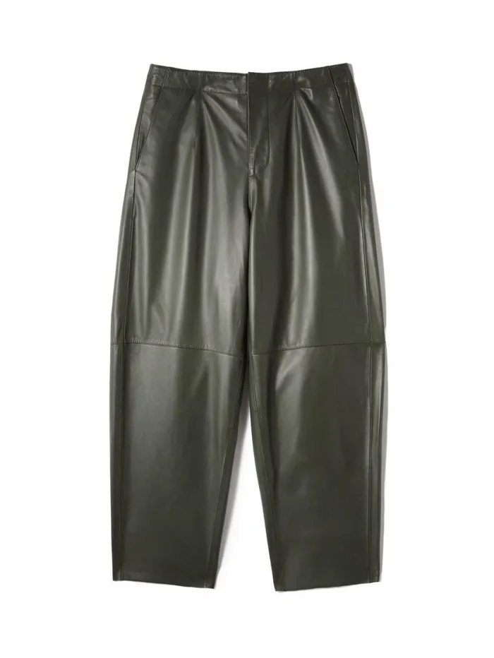Jigsaw Leather Barrel Leg Trouser Green Women Leather