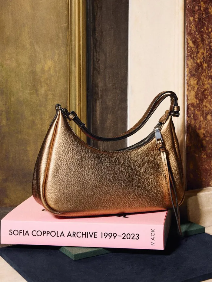 Jigsaw Leather Crescent Shoulder Bag Copper Women Bags