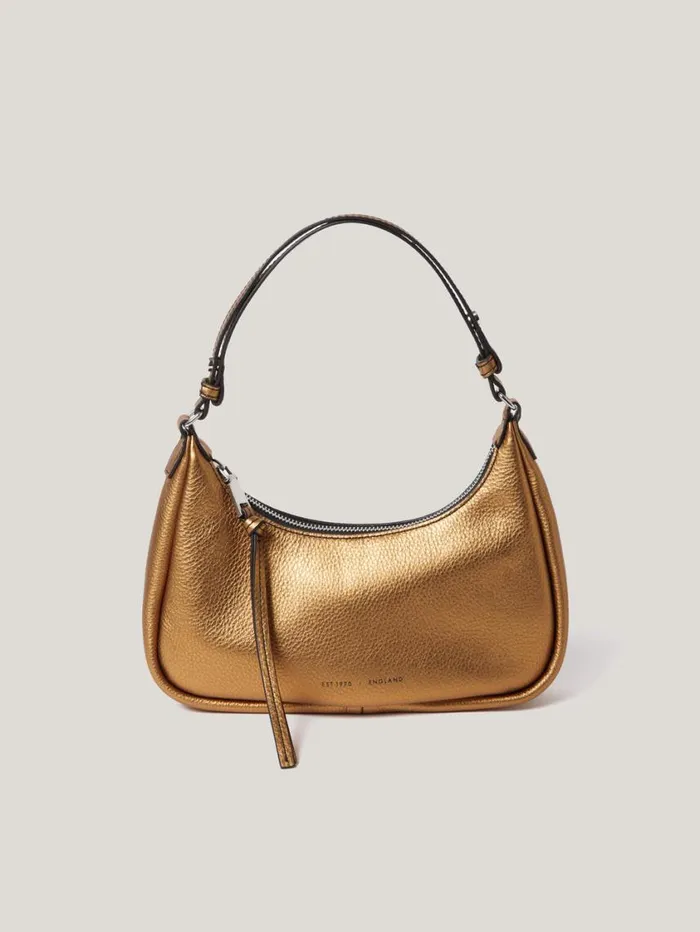 Jigsaw Leather Crescent Shoulder Bag Copper Women Bags