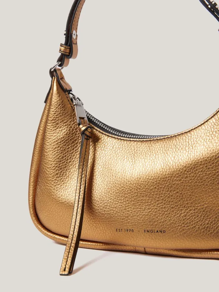 Jigsaw Leather Crescent Shoulder Bag Copper Women Bags