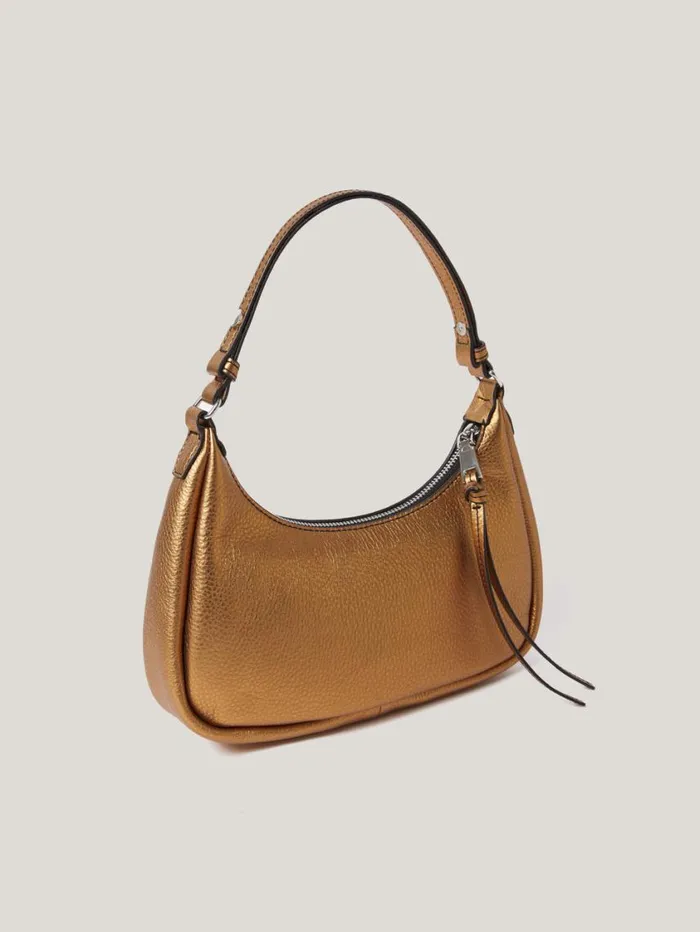Jigsaw Leather Crescent Shoulder Bag Copper Women Bags