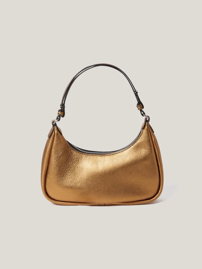 Jigsaw Leather Crescent Shoulder Bag Copper Women Bags