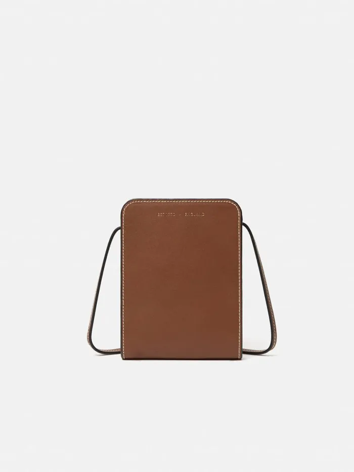 Jigsaw Leather Crossbody Phone Bag Tan Women Bags