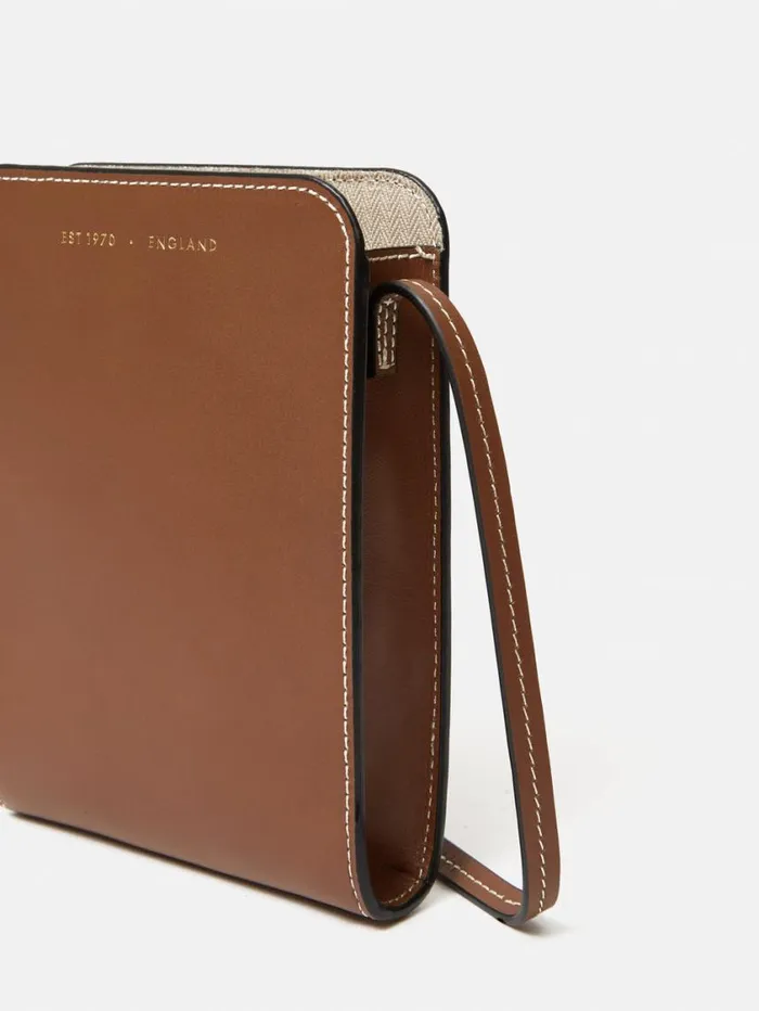 Jigsaw Leather Crossbody Phone Bag Tan Women Bags