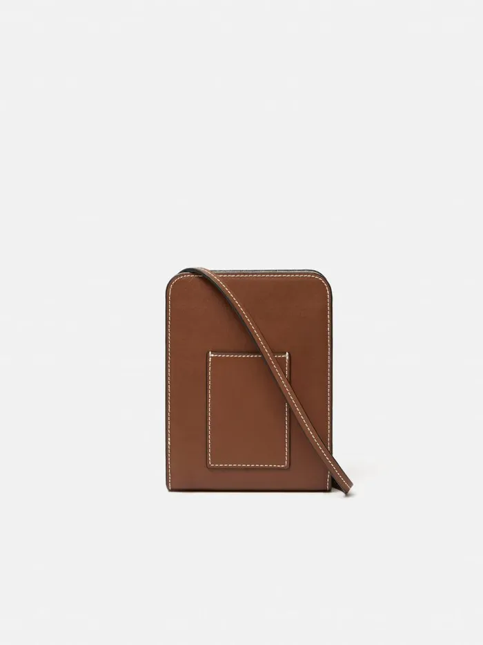 Jigsaw Leather Crossbody Phone Bag Tan Women Bags