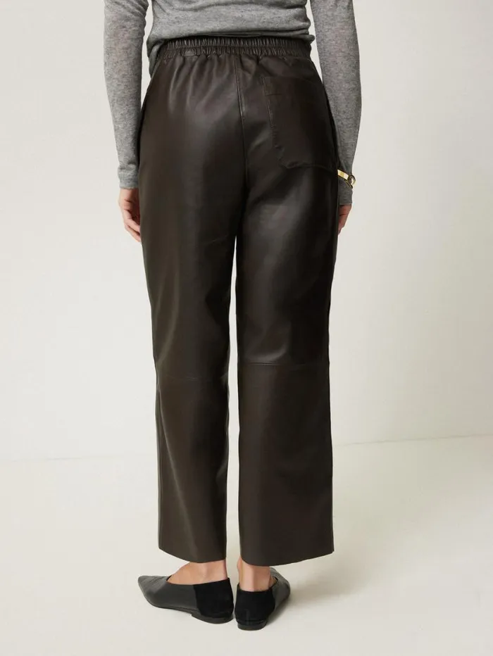 Jigsaw Leather Flat Front Trouser Dark Olive Women Party