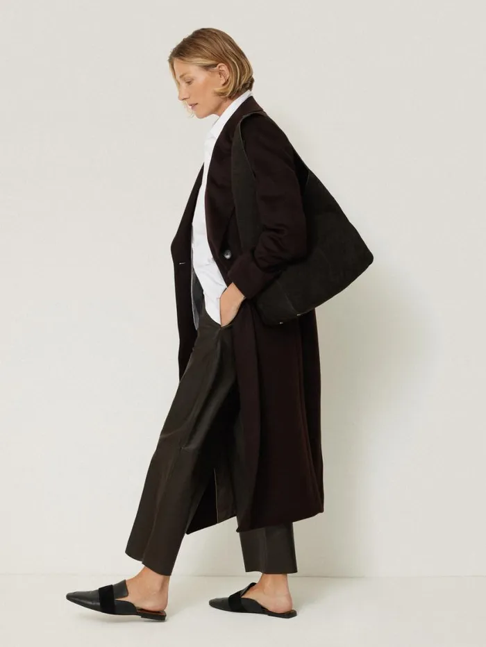 Jigsaw Leather Flat Front Trouser Dark Olive Women Party