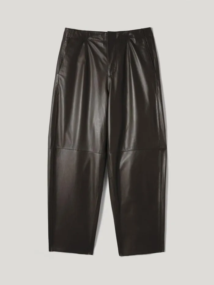 Jigsaw Leather Flat Front Trouser Dark Olive Women Party