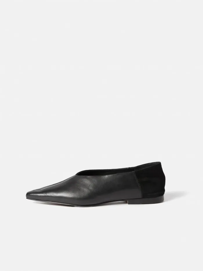 Jigsaw Linnie Flat Pointed Ballerina Black Women Flats