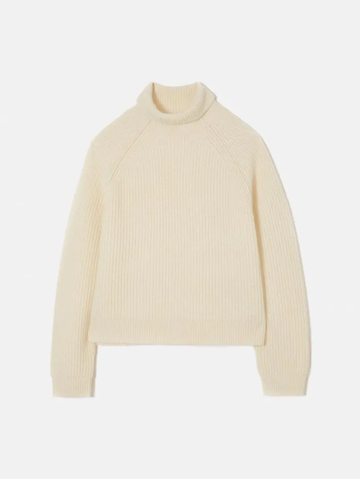 Jigsaw Merino Fishermans Rib Jumper Cream Women Knitwear and Cashmere