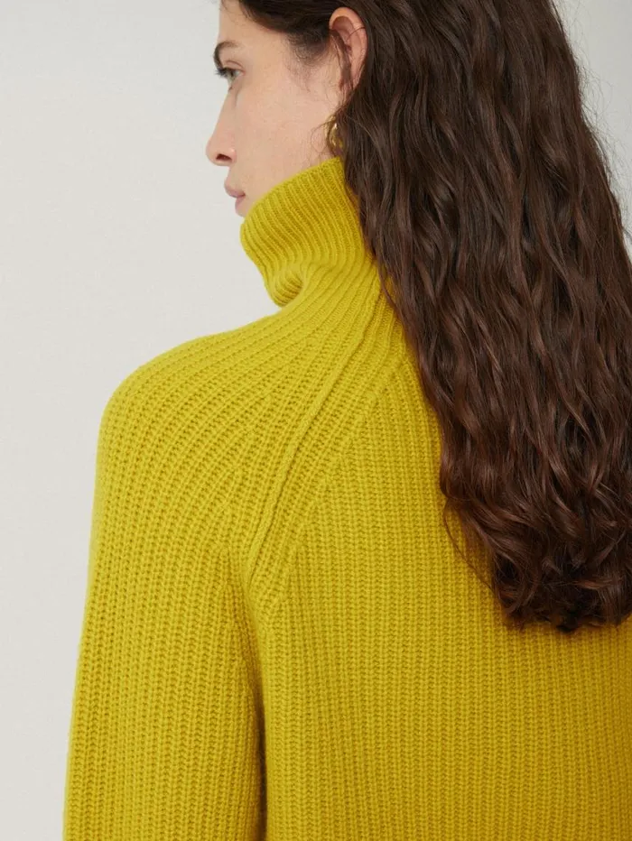 Jigsaw Merino Fishermans Rib Jumper Mustard Women Knitwear and Cashmere