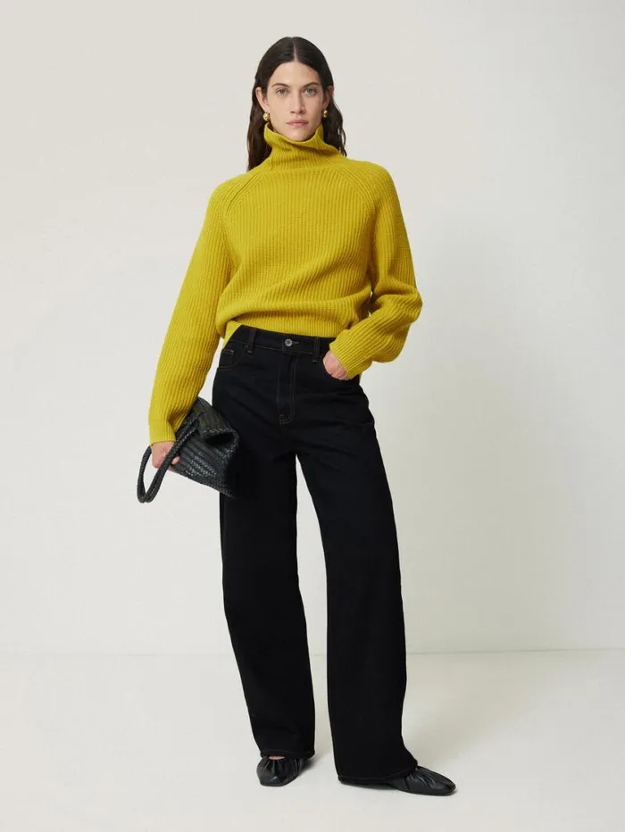 Jigsaw Merino Fishermans Rib Jumper Mustard Women Knitwear and Cashmere