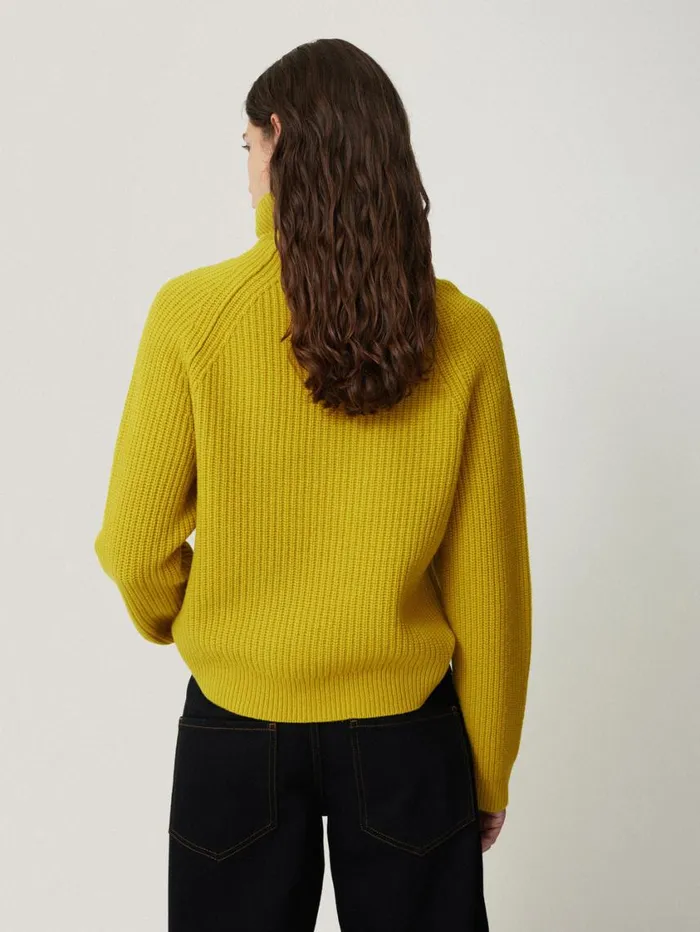 Jigsaw Merino Fishermans Rib Jumper Mustard Women Knitwear and Cashmere