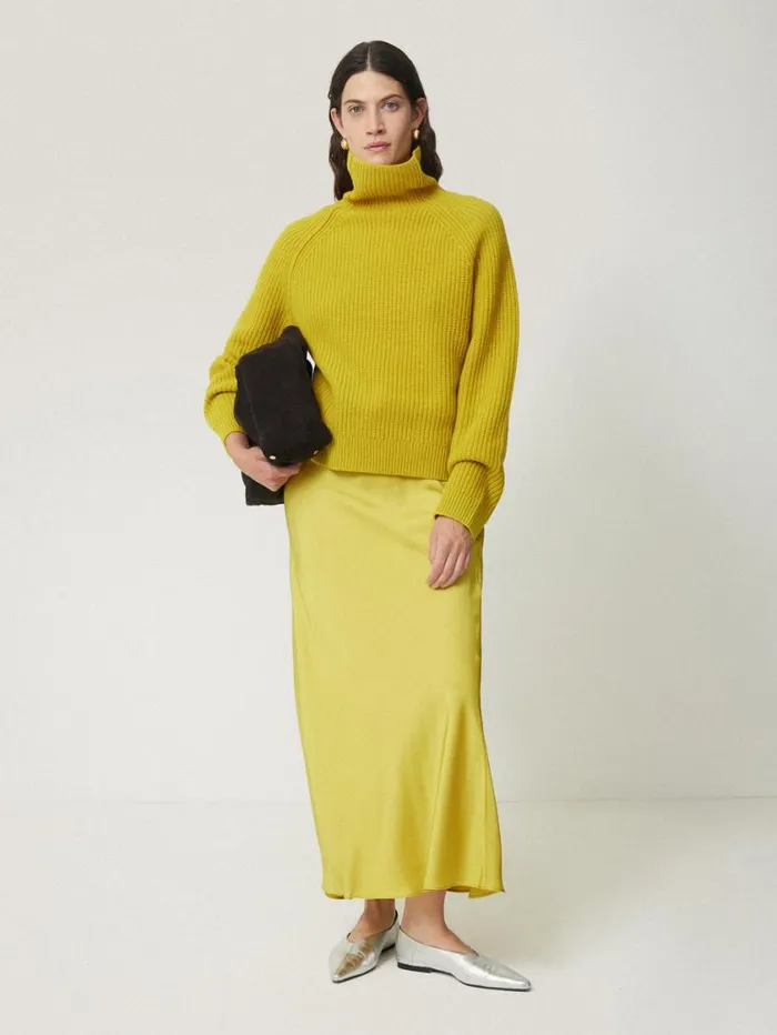 Jigsaw Merino Fishermans Rib Jumper Mustard Women Knitwear and Cashmere
