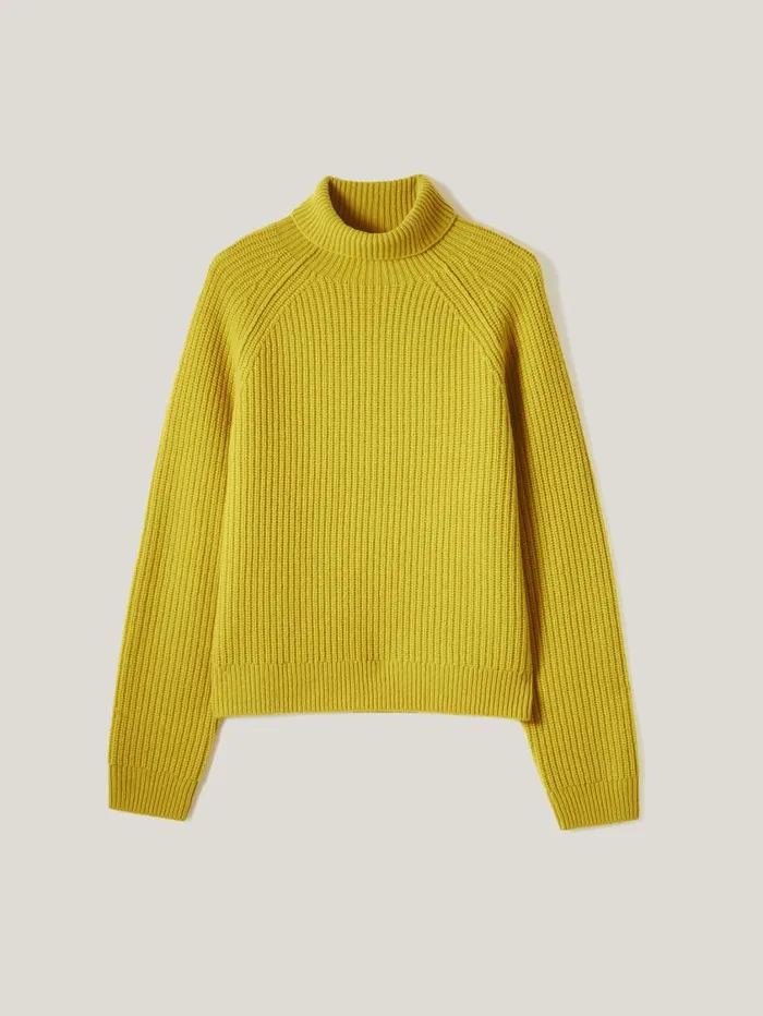 Jigsaw Merino Fishermans Rib Jumper Mustard Women Knitwear and Cashmere