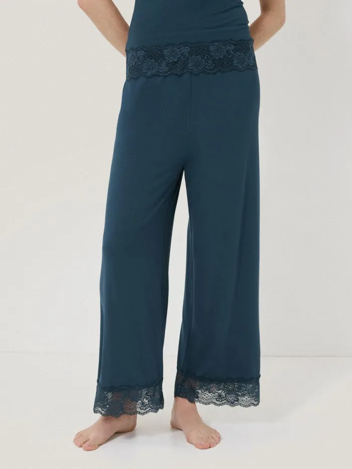 Jigsaw Modal Lace Pyjama Trouser Grey Women Pyjamas and Loungewear