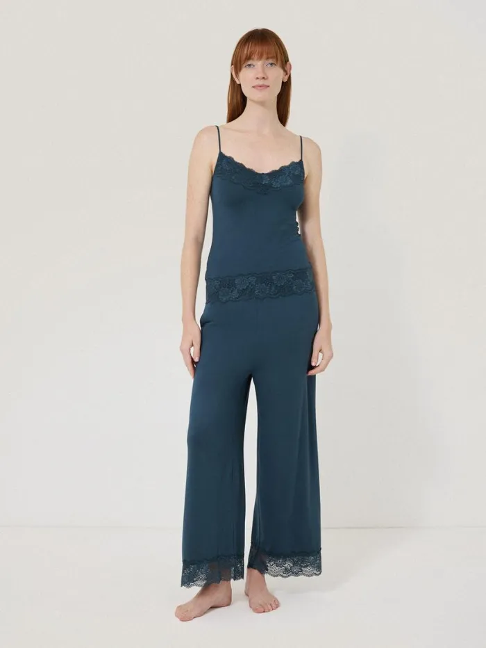 Jigsaw Modal Lace Pyjama Trouser Grey Women Pyjamas and Loungewear
